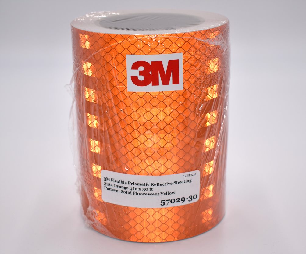 3M 57029-30 6" x 30' Roll of 3314 Orange Flexible Prismatic Reflecive Tape