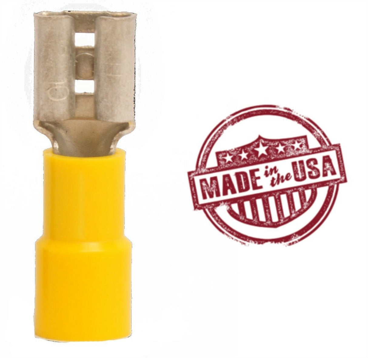 500 Pk Yellow 10-12 Ga Vinyl Insulated Female Quick Connect Terminals .250" USA