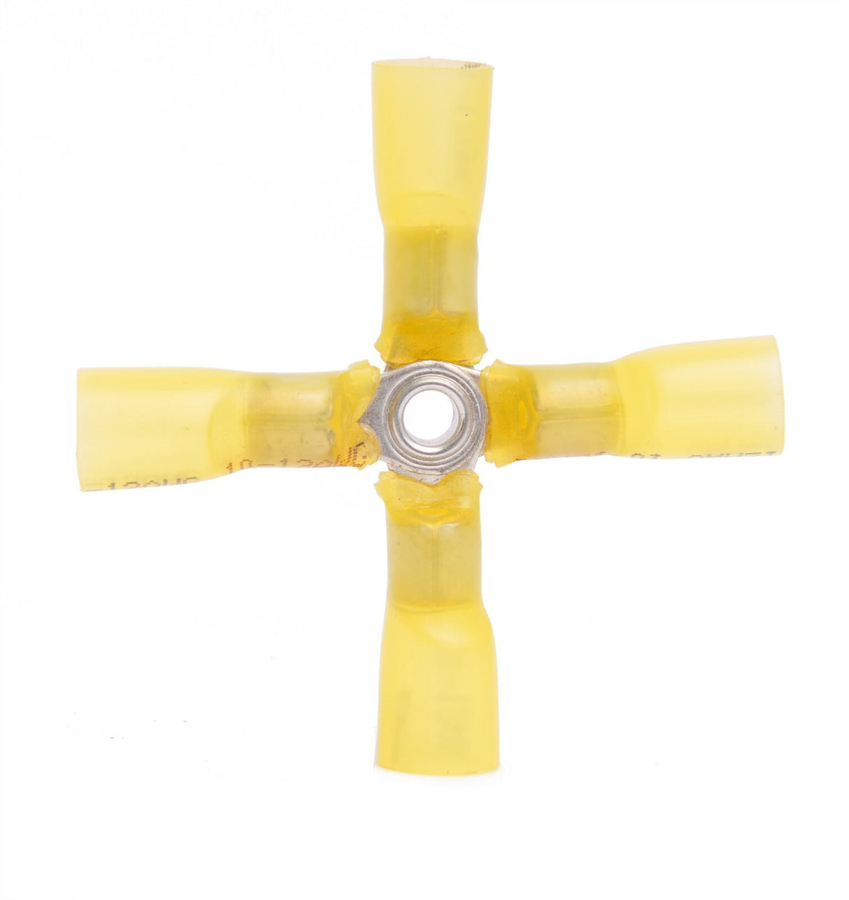 MVP 10 Pck 4 Way X Wire Terminal Splice Connectors Yellow 10-12 AWG Heat Shrink