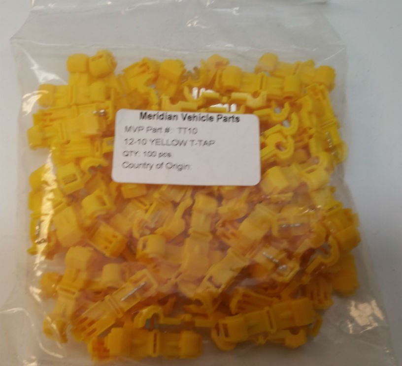 MVP 100 Yellow T-Tap Electrical Wire Connector Terminals 10-12 AWG Gauge