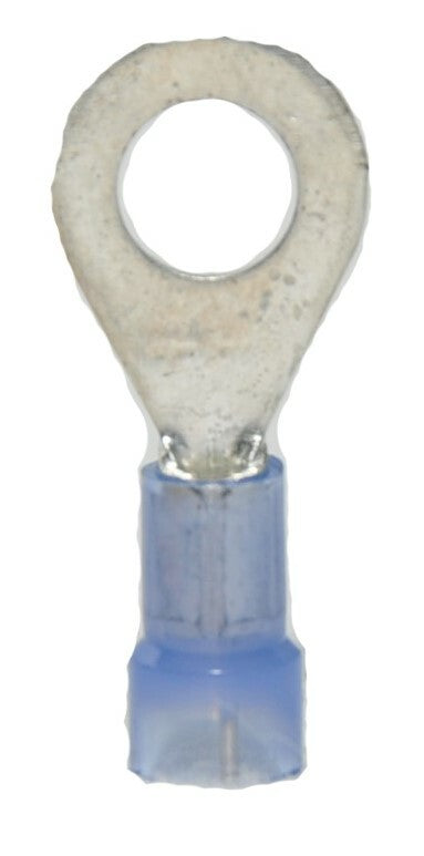 MVP 100 Blue 14-16 AWG Gauge Nylon Insulated 1/4" Stud Ring Terminals - USA Made