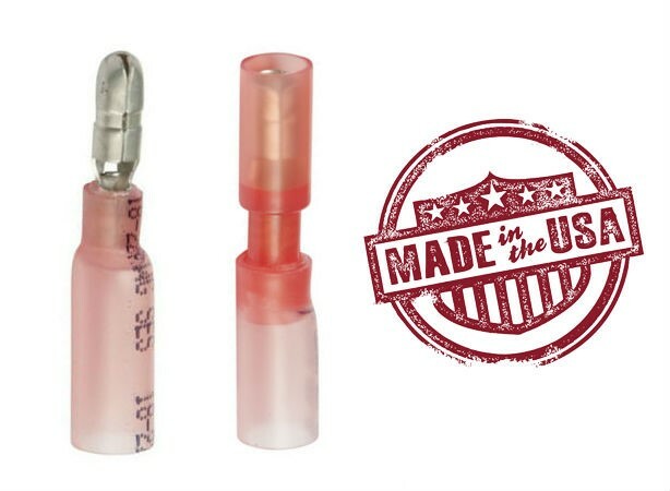 MVP 10 Sets of 18-22 AWG Red Heat Shrink Ins. Male & Fem Bullet Terminal .180"