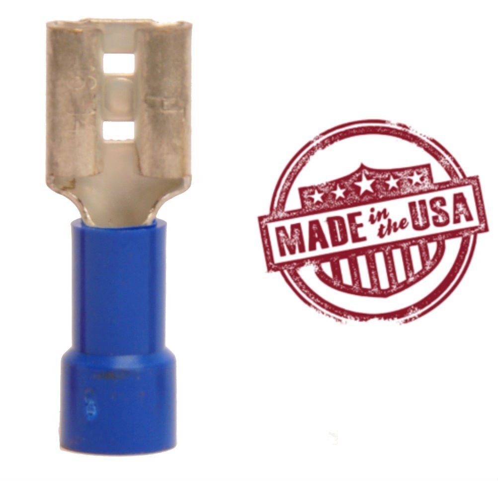MVP 100 Blue 14-16 AWG Vinyl Insulated Female Quick Connect Terminal .250" USA