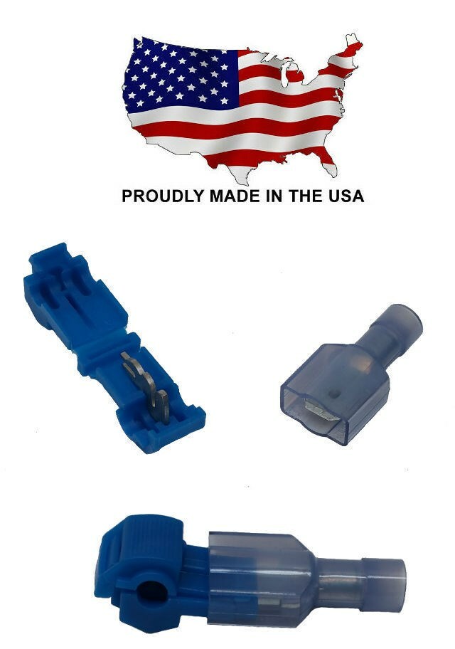 MVP 100 Pieces Blue T-Tap Wire Connector Sets 14-16 AWG USA Made - TT14 TFM14N
