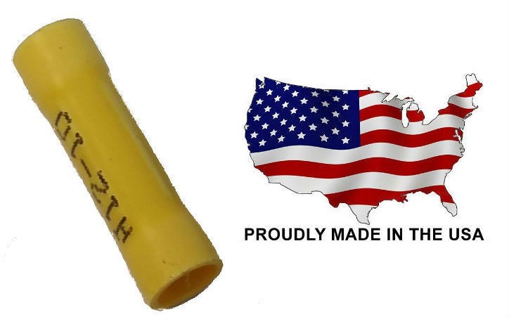 MVP 500 Yellow Vinyl Butt Splice Wire Connector 12-10 AWG - Made in USA - TBS10V