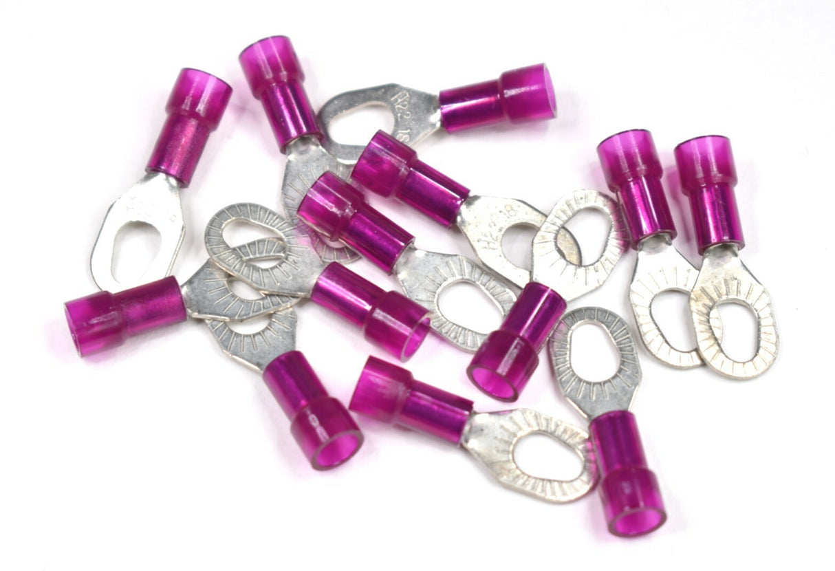 MVP 100 Red 18-22 AWG Gauge Nylon Insulated Multi Stud Ring Terminals #6 #8 #10