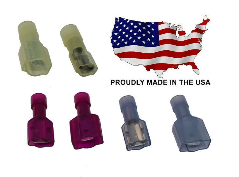 MVP 300 Fully Insulated .250" Male Female Quick Disconnects Red Blue Yellow USA