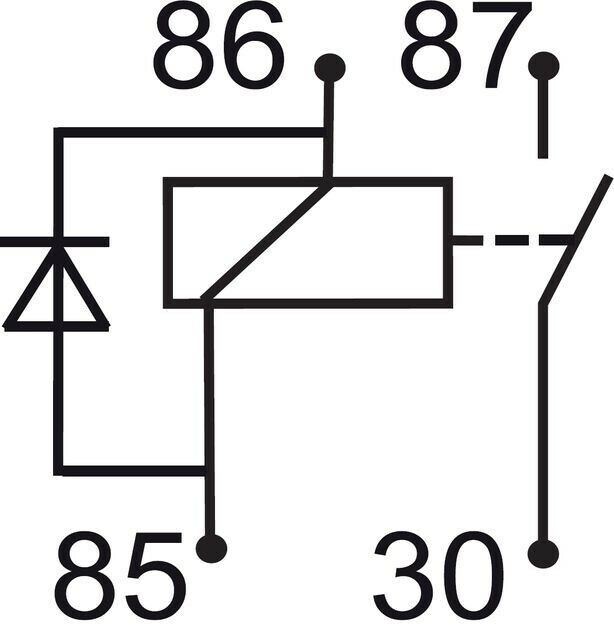 GEBE 993061 Mini Relay 4 Terminal SPST NO 12V 40A with Diode Made in Germany