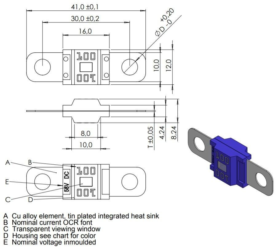 Flosser 7048040 Bolt On 40 Amp Fuse - Replaces MIDI MID and AMI Fuses