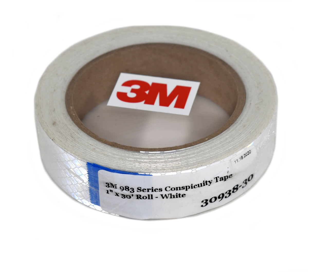 3M 30938 1" x 30' 983-10 Solid White Diamond Grade Conspicuity Tape