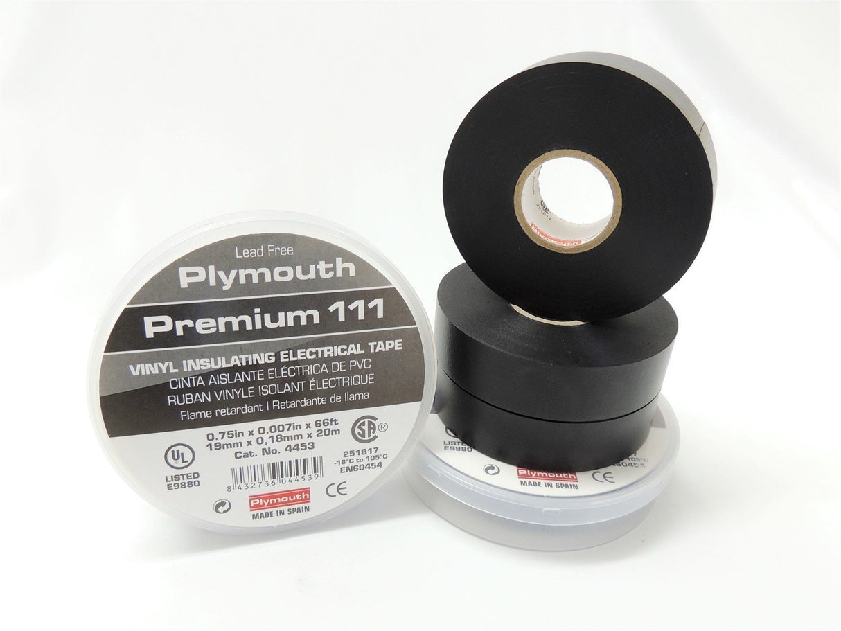 Plymouth Rubber Premium 111 040-4453 Electric Tape - 0.75 in. x 66 ft.