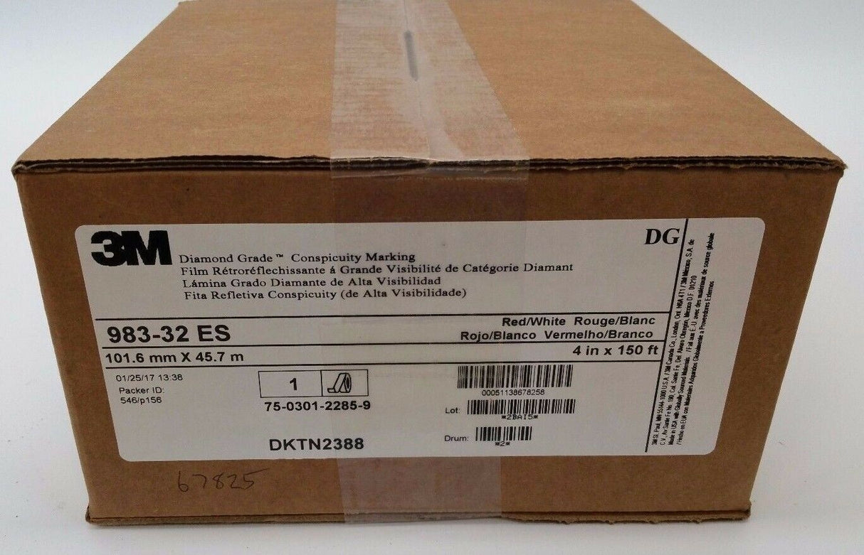 3M 67825 4" x 150' 983 Series 11" Red 7" White Conspicuity Reflective Tape