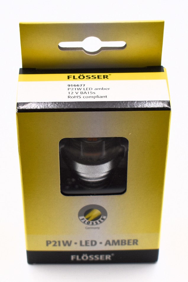 Flosser 916677 Amber BA15S 12V 21W LED Mini Bulb 1156 Equivalent