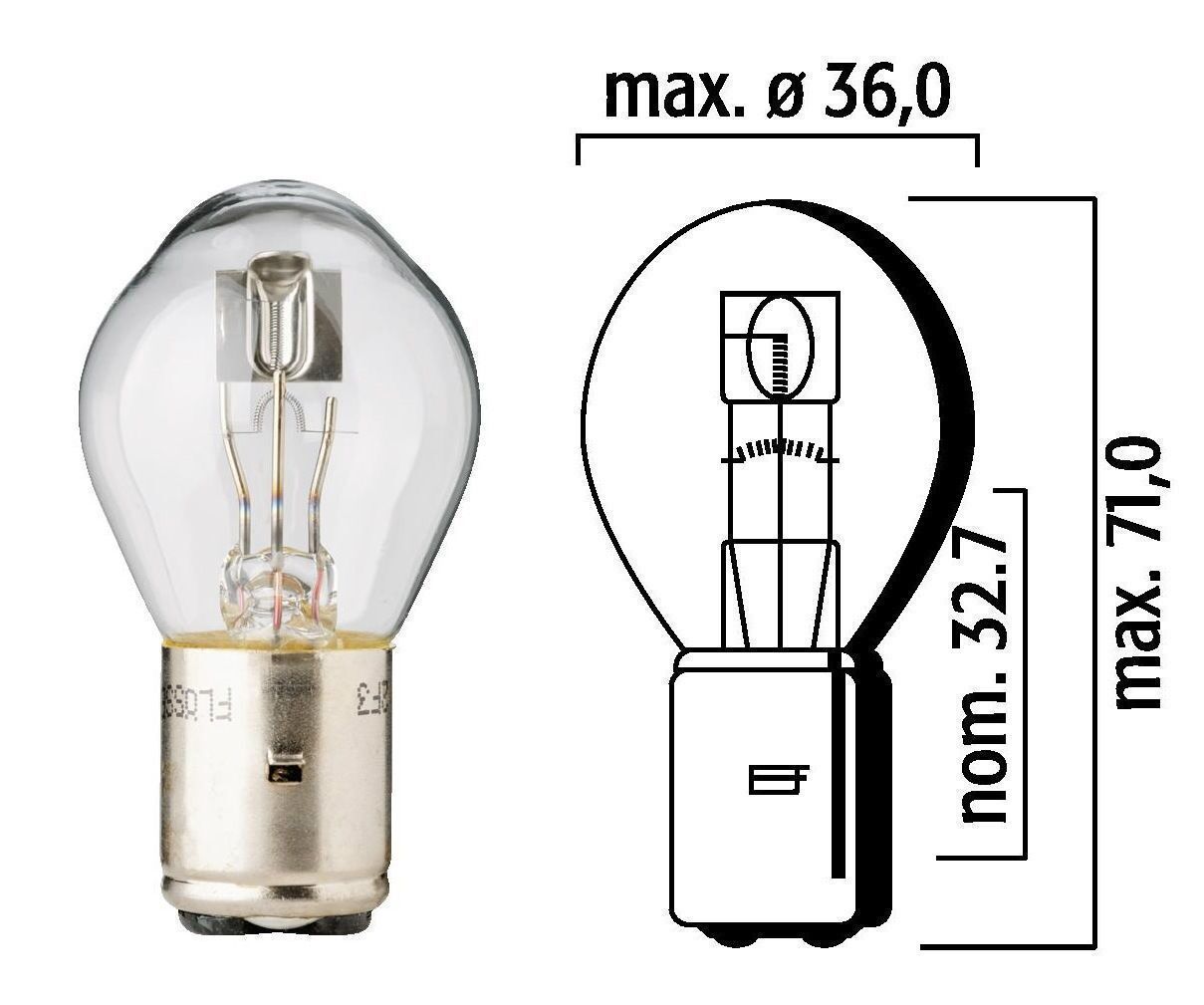 Flosser 3131 6V S2 35/35W BA20D Double Contact Bulb Motorcycle ATV UTV Headlight