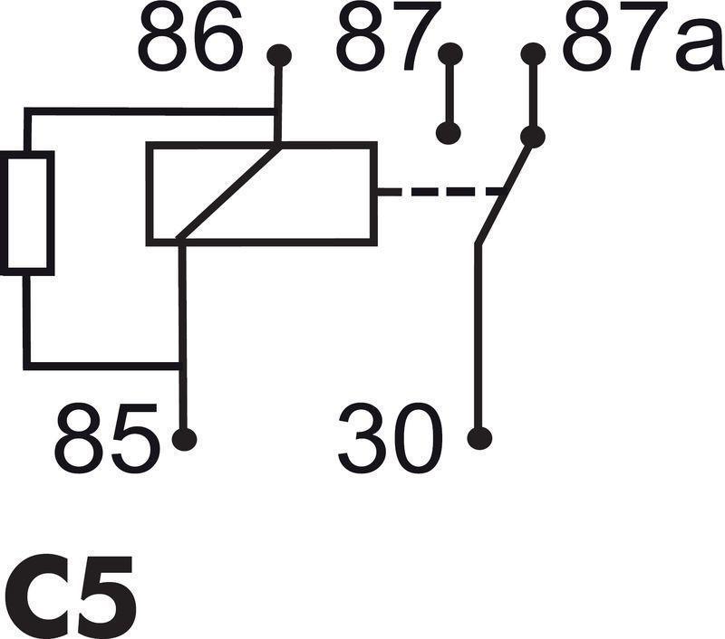 GEBE 993071 Mini Relay 5 Terminal SPDT 12V 40/30A with Resistor Made in Germany