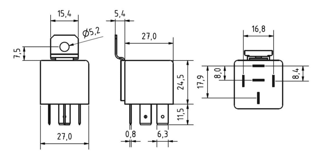 GEBE 993091 Dual 87 Mini Relay 5 Terminal Pins NO 12V 40A with Diode German Made