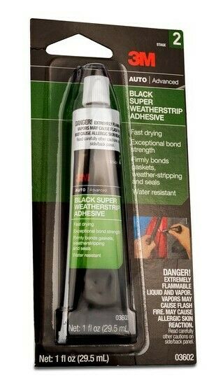 3M 03602 Super Black Weather-strip and Gasket Adhesive - 1 oz Tube