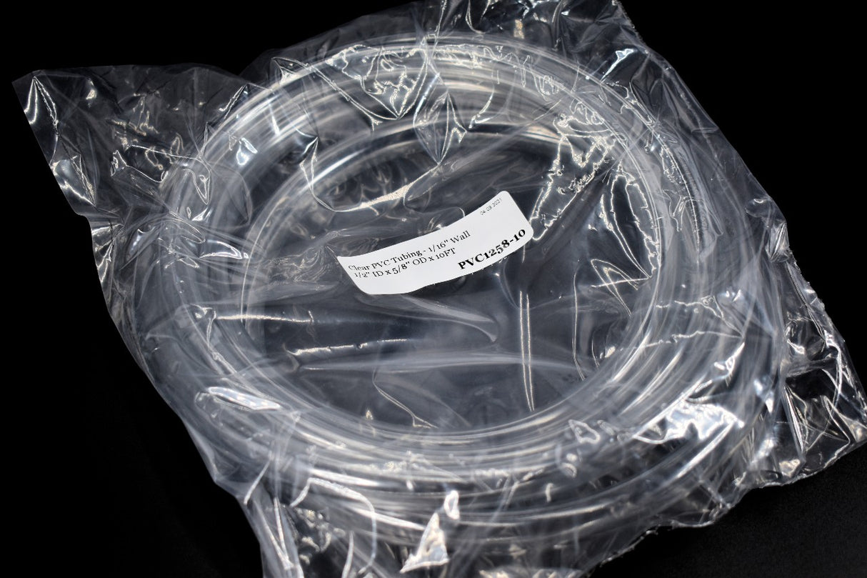Versilon C-219-A Clear PVC Tubing 1/2" ID x 5/8" OD Versilon C219A - USA Made - 3'