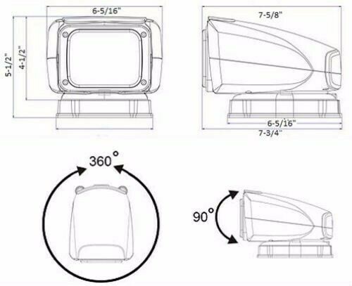 Low Profile Remote Control Spotlight 30 Watt LED White 12-24V - Truck RV Boat