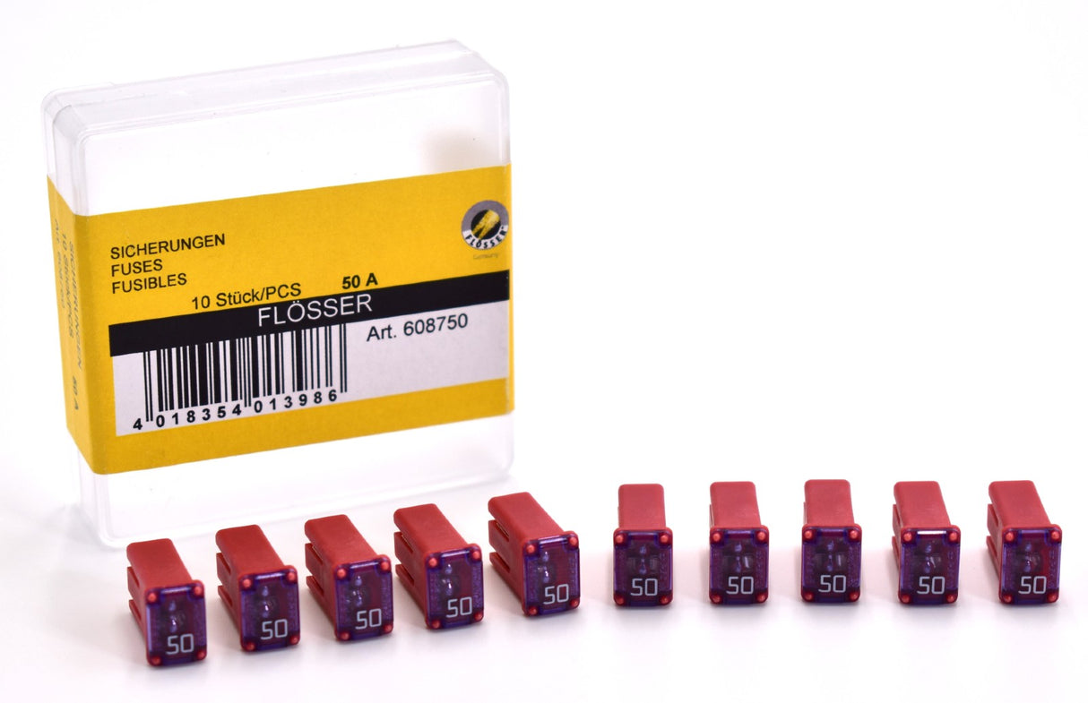 Flosser 608750 50 Amp MCASE+ Type Slotted Cartridge Fuses – Made in Japan (10)