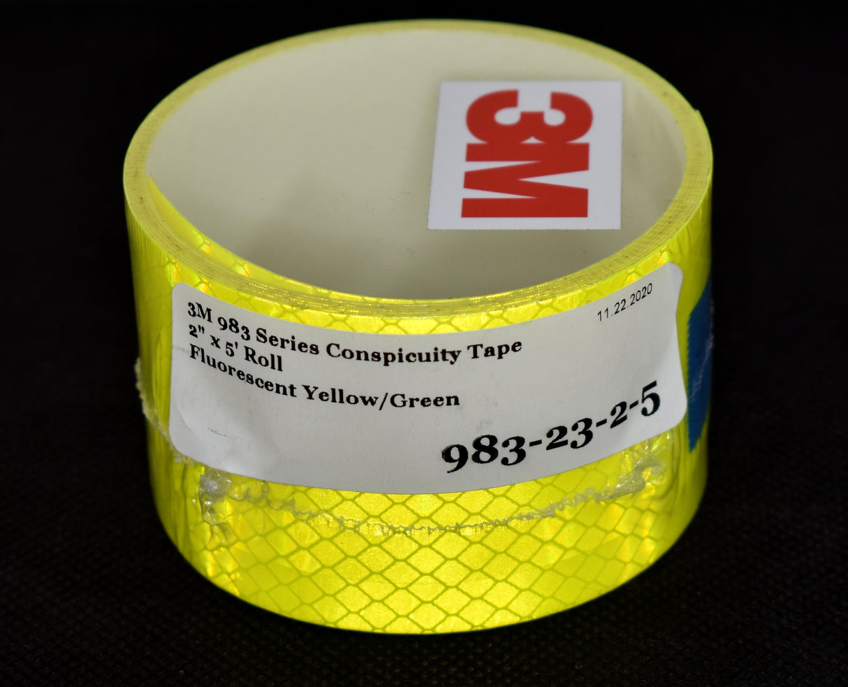 3M 2" x 5' Roll of 983-23 Fluorescent Yellow Green Reflective Tape