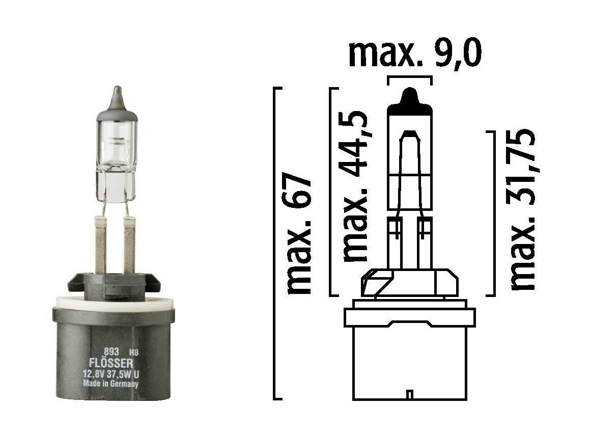 Flosser 893 Halogen Light Bulb 12V 37.5 Watts Fog Driving Lamp - Made in Germany