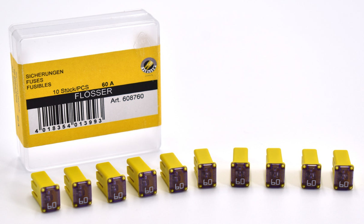 Flosser 608760 60 Amp MCASE+ Type Slotted Cartridge Fuses – Made in Japan (10)