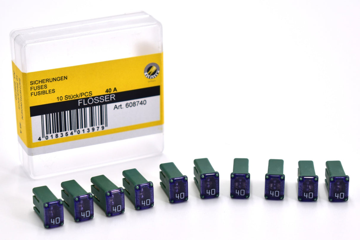Flosser 608740 40 Amp MCASE+ Type Slotted Cartridge Fuse – Made in Japan (10)