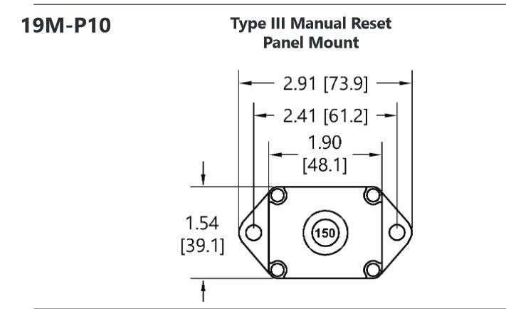 Mechanical Products - 50 Amp Push to Reset Panel Mount Circuit Breaker CBLM50 - Series 19