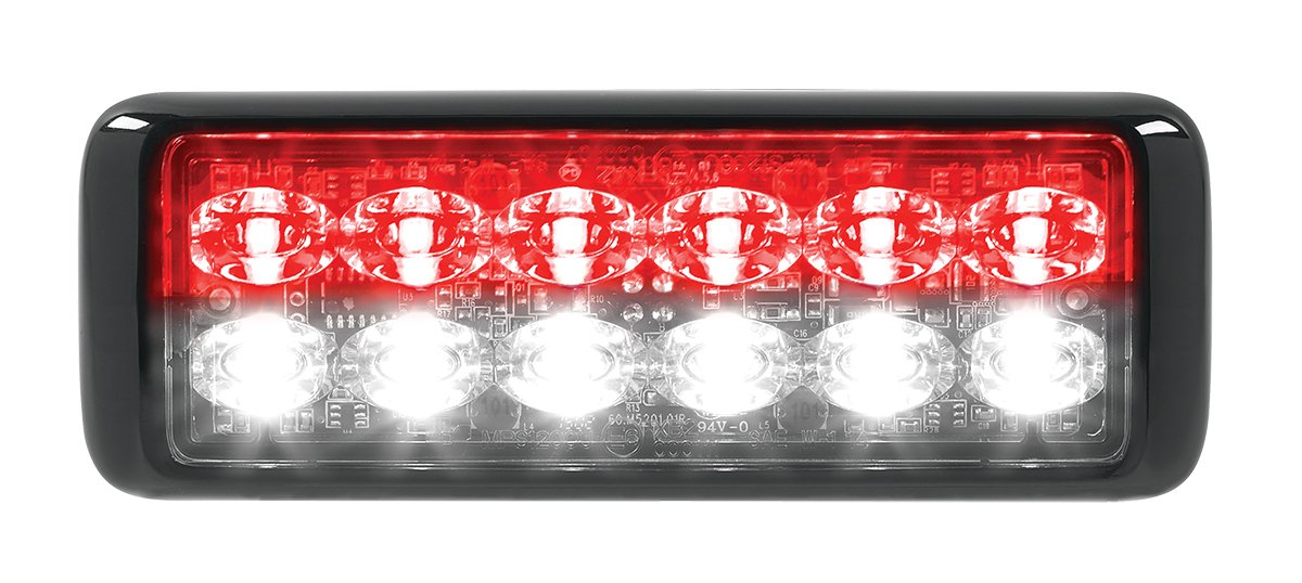 Federal Signal MPS1200U-RW MicroPulseUltra, Surface Mount, Clear Lens, 6 Red and 6 White LEDs