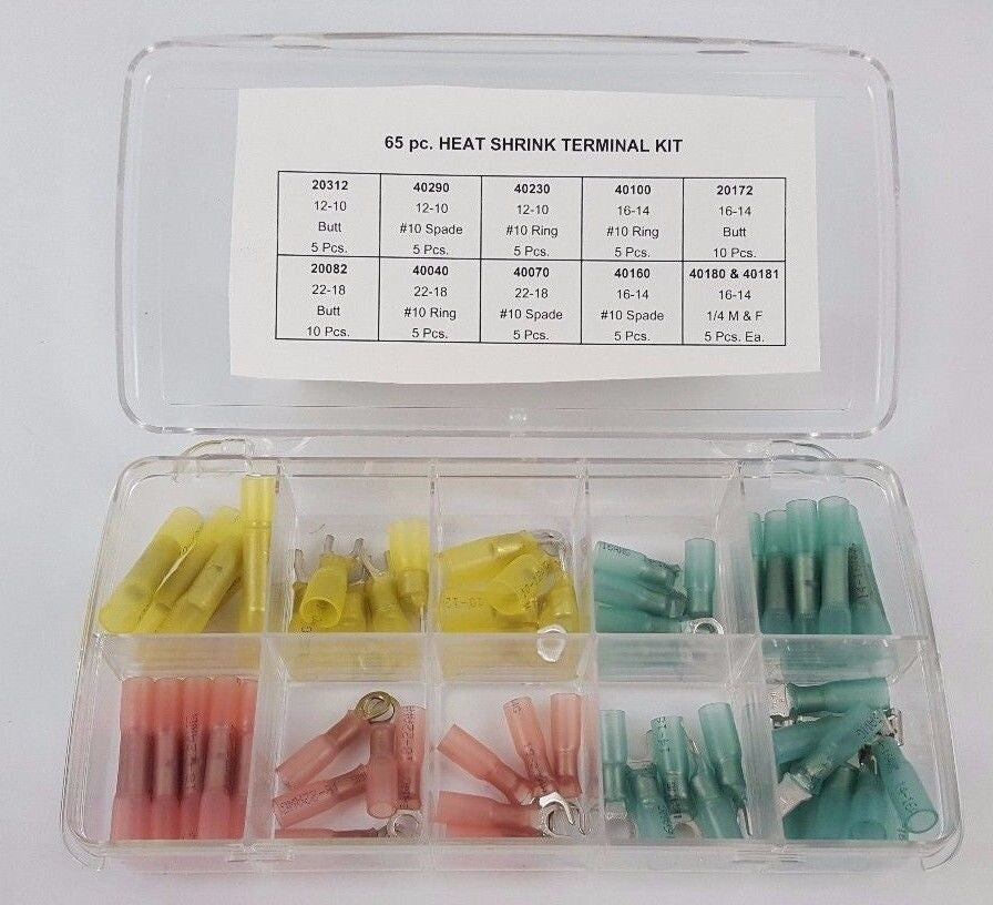 MVP 65 Piece Heat Shrink Primary Wire Connector Terminal Kit - Made in the USA HSA65