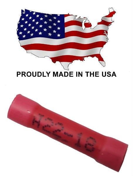 MVP 500 Red 18-22 AWG Butt Splice Connector Primary Wire Terminals - Made in USA