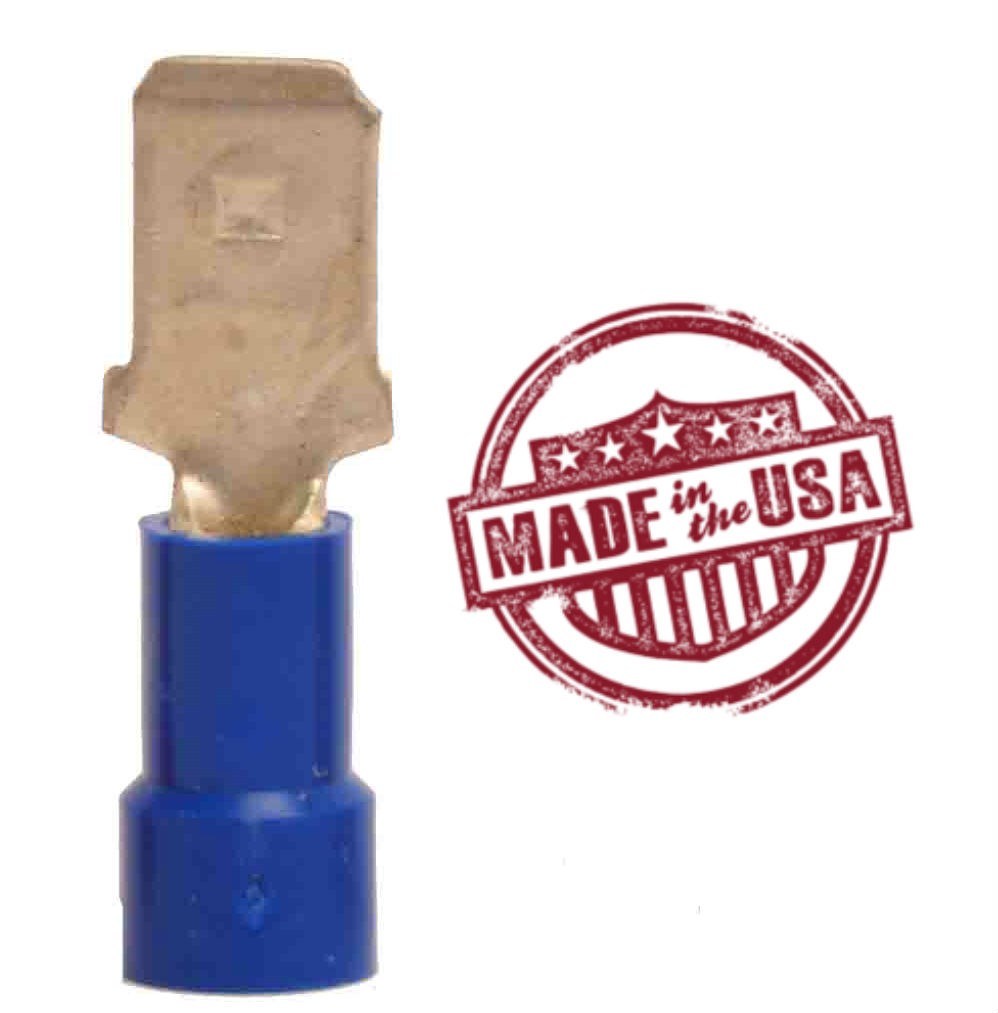 MVP 500 Blue 14-16 AWG Vinyl Insulated Male Quick Connect Terminal .250" USA