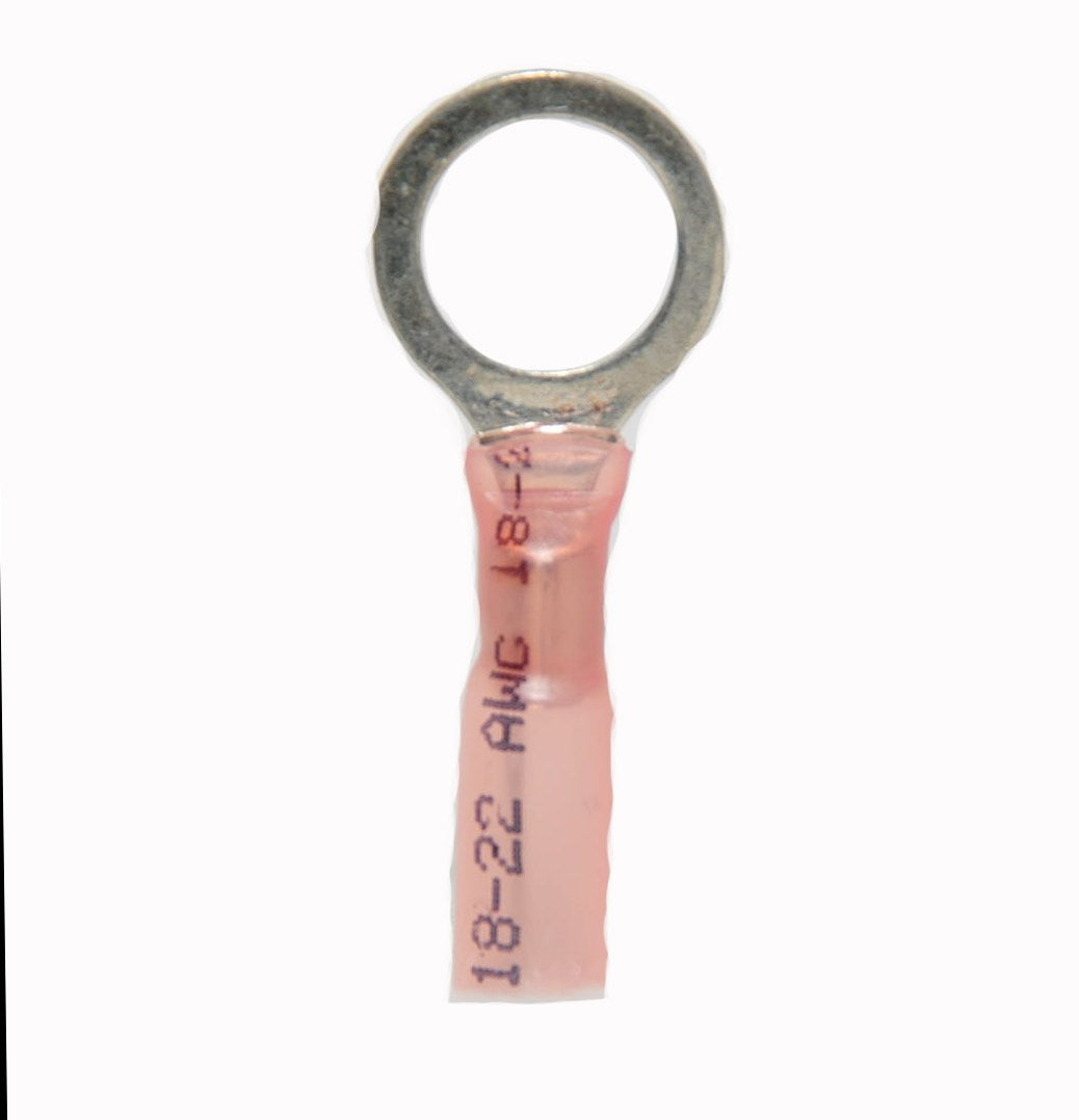 MVP 25 Red 18-22 AWG Ring Terminals 3/8" - Made in the USA w/ 3M Heat Shrink