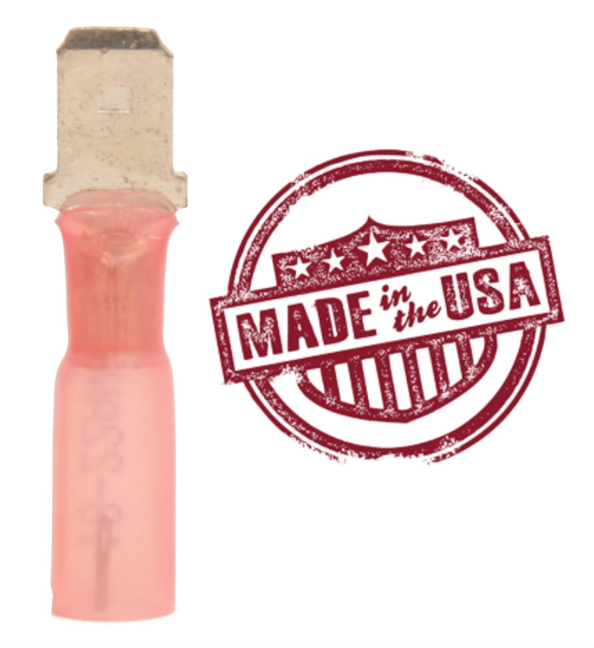MVP 50 Red 18-22 AWG Male Quick Connect Terminal .250" w/ 3M Heat Shrink USA