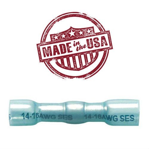 MVP 25 Blue Butt Splice Crimp Solder Heat Shrink Terminals 14-16 AWG Ga USA Made