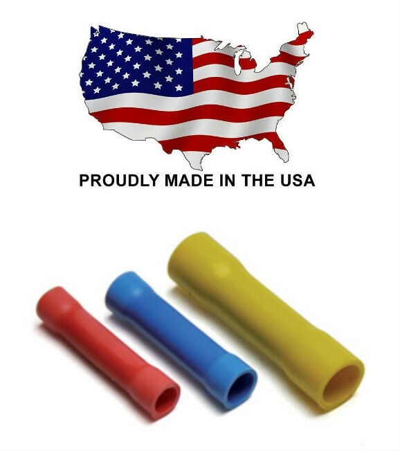 MVP 150 Mixed Red Blue Yellow Vinyl Butt Splice Wire Connectors 10-22 AWG - USA