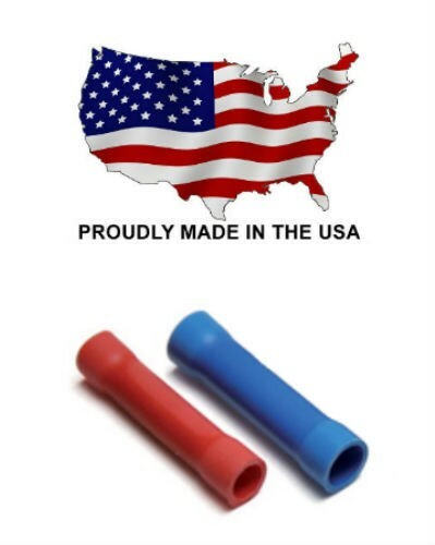 MVP 1000 Mixed Red & Blue Vinyl Butt Splice Wire Connectors 14-22 AWG - USA Made