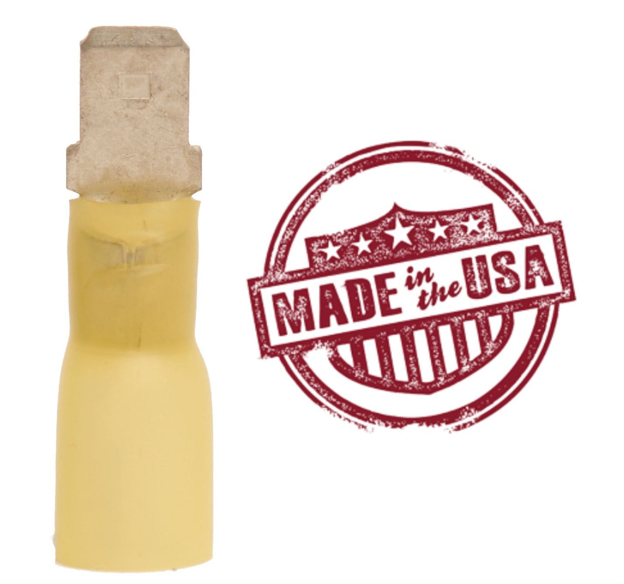 MVP 25 Yellow 10-12 AWG Male Quick Connect Terminal .250" w/ 3M Heat Shrink USA