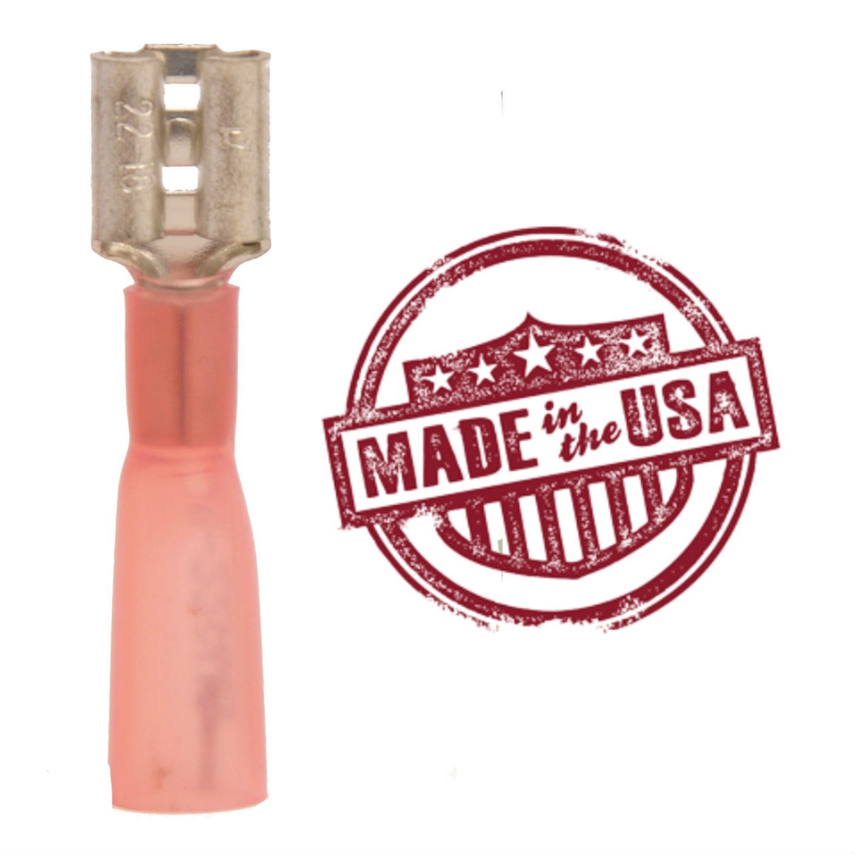 MVP 50 Red 18-22 AWG Female Quick Connect Terminal .250" USA Made 3M Heat Shrink