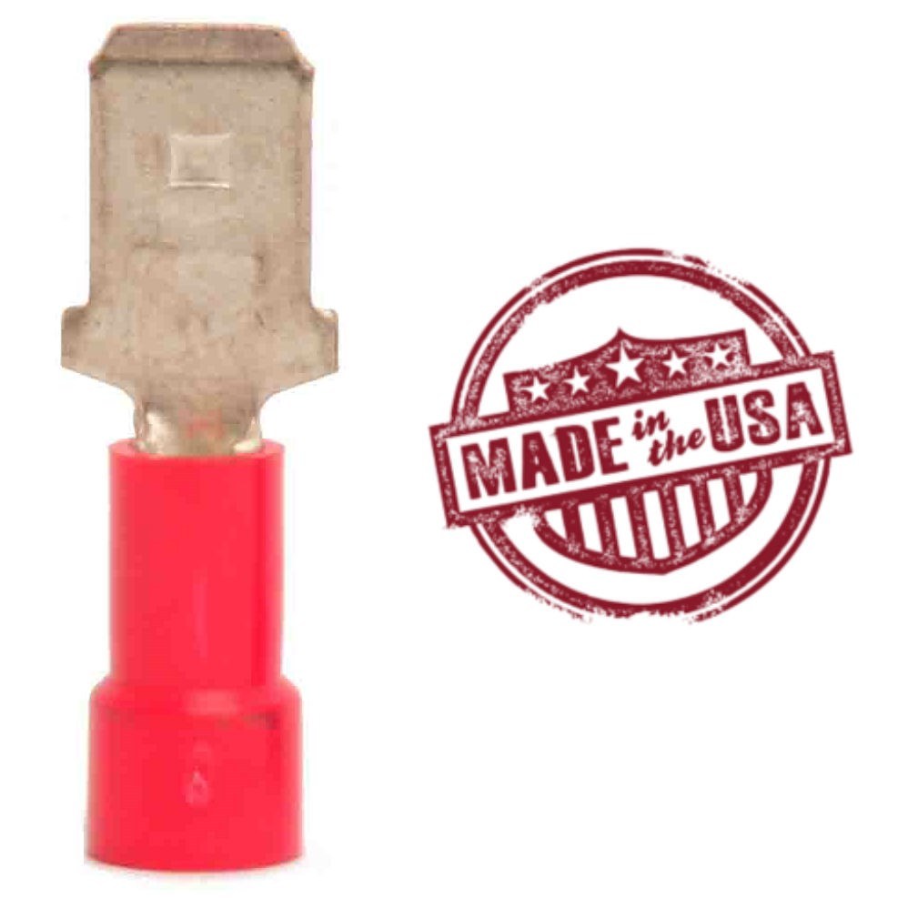 MVP 100 Red 18-22 AWG Vinyl Insulated Male Quick Connect Terminal .250" USA Made