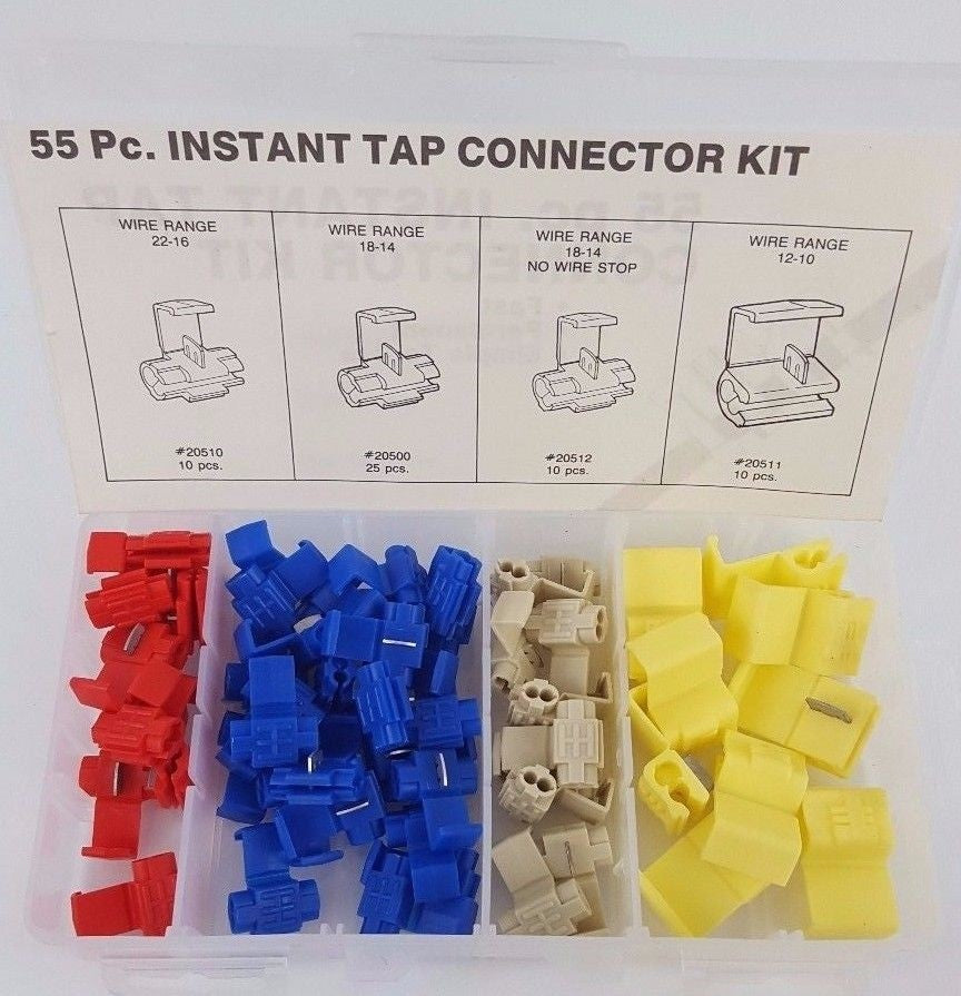 MVP 55 piece Instant Tap Connector Kit  Red Blue Tan Yellow Quick Splice