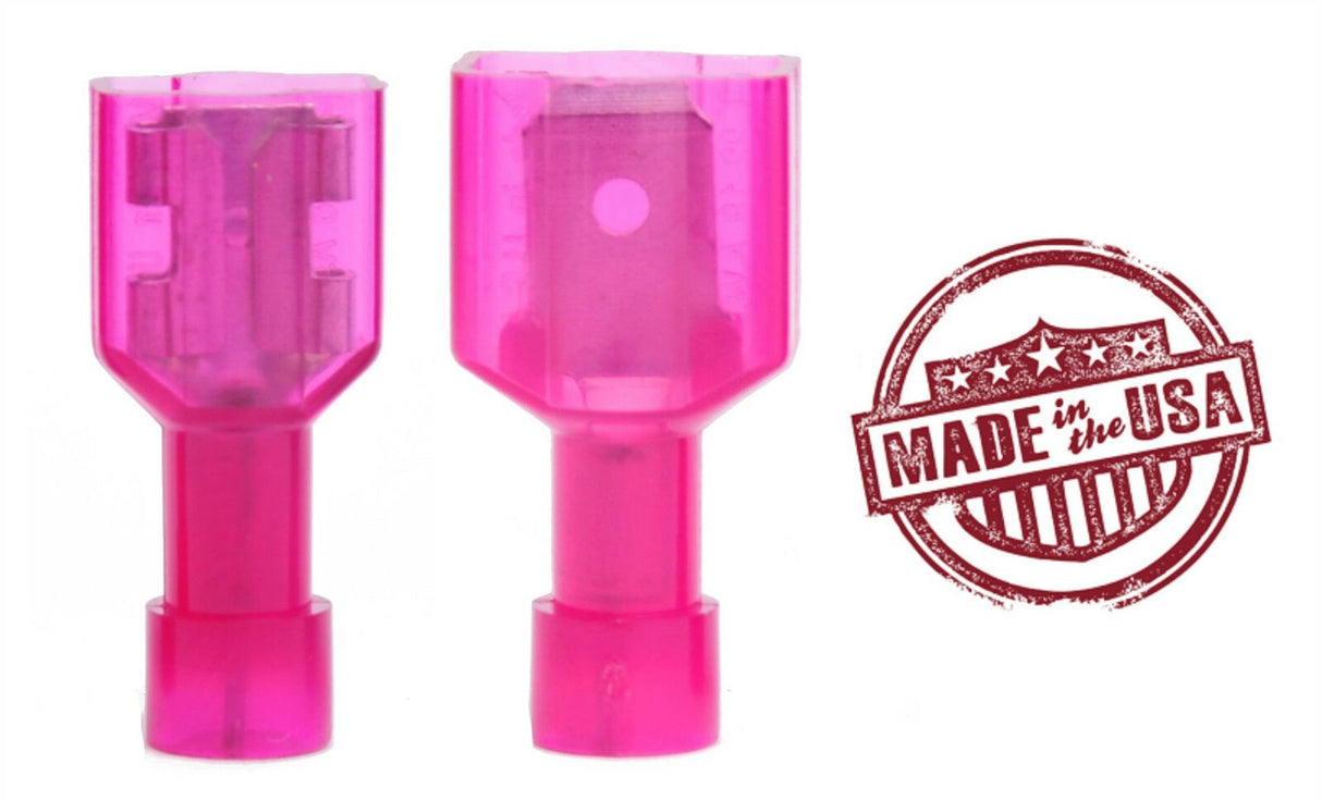 MVP 50 Sets Fully Insulated Nylon Male & Female 1/4" Quick Connect Terminal Red