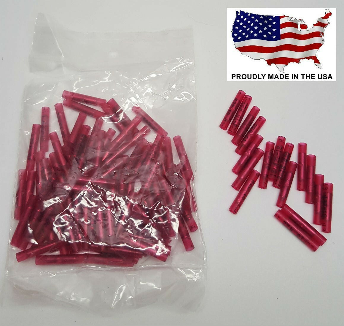 MVP 100 Red Nylon Butt Splice Wire Connectors 22-18 AWG Gauge USA - TBS18N