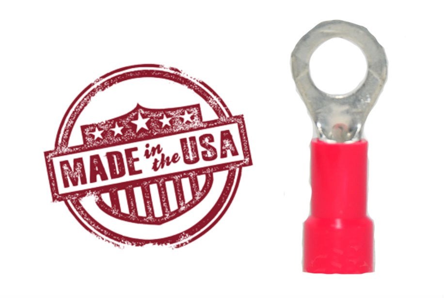 MVP 100 Red 18-22 AWG Vinyl Insulated Ring Terminals 5/16" Stud - Made in USA
