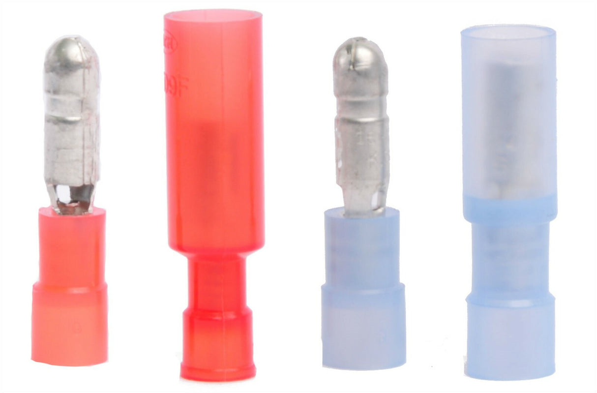 MVP 100 Pcs of 14-22 AWG Red and Blue Nylon Male & Female Bullet Terminals .157"