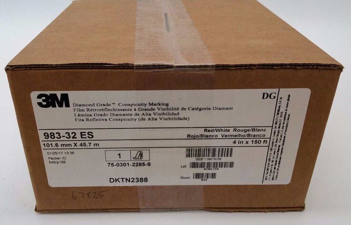 3M 67004 4" x 150' 983 Series 6" Red 6" White Conspicuity Reflective Tape