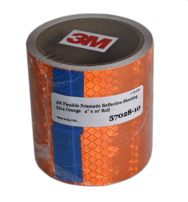 One 4" x 10' Roll of 3M 3314 High Intensity Flexible Prismatic Orange Reflective Tape