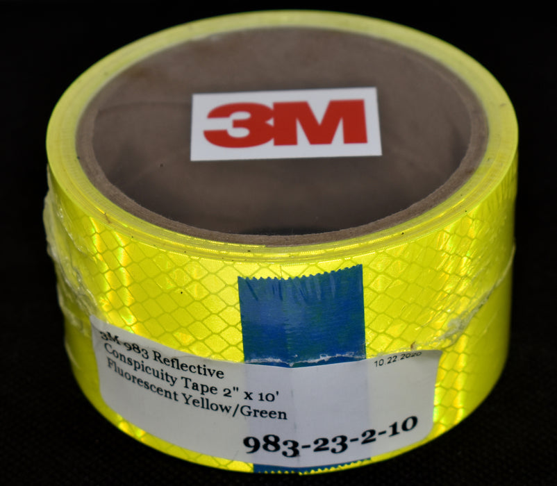 One 2" x 10' Roll of 3M 983-23 Fluorescent Yellow Green Reflective Tape