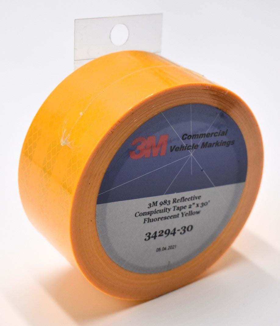 3M 34294-30 2" x 30' 983 Srs Fluorescent Yellow Conspicuity Reflective Tape USA